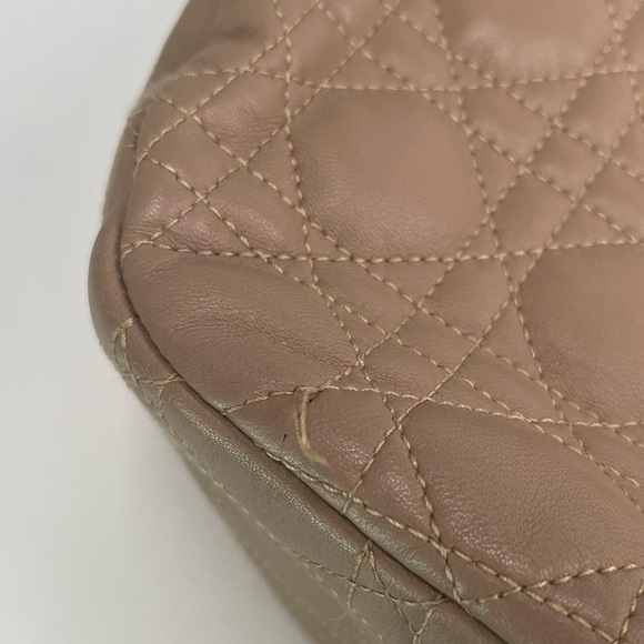 Authentic Christian Dior Nude Cannage Quilted Leather Hobo Handbag - Picture 6 of 13